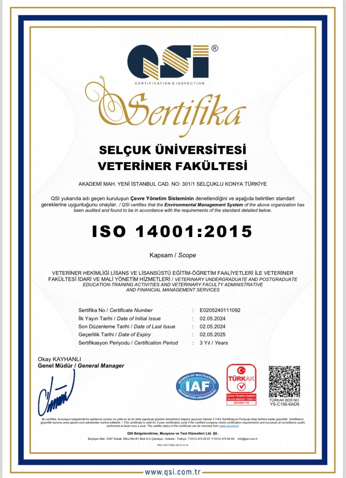 Veteriner Fakültesi 3 farklı ISO belgesi aldı!